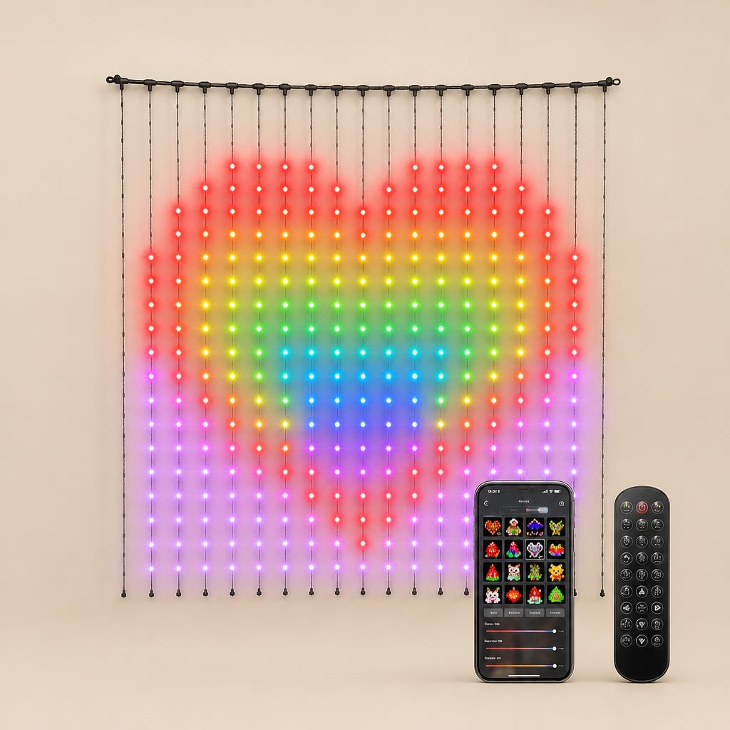 Cortina De Luces LED Inteligente Con App Para Navidad
