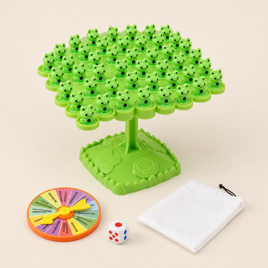 Árbol De Equilibrio Rana Montessori De Madera Juego De Apilar