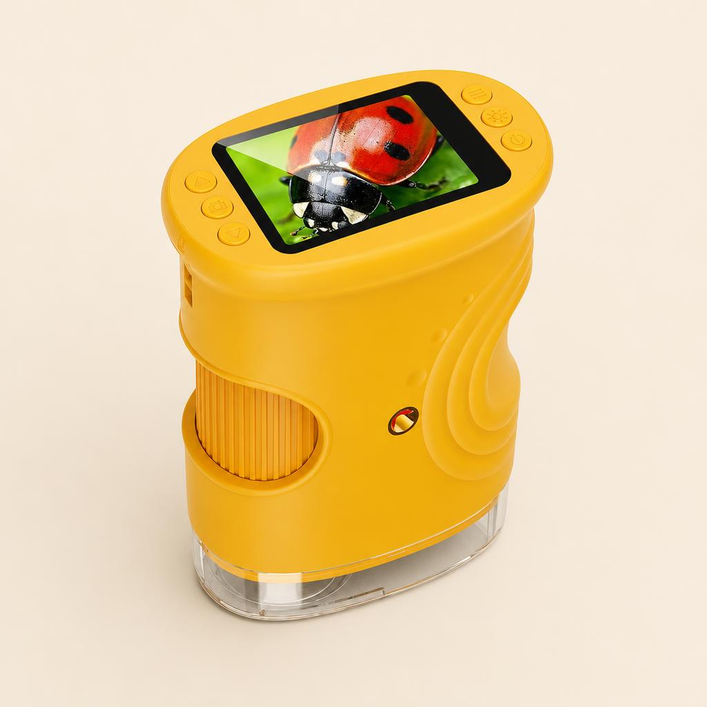 Microscopio De Bolsillo Infantil 1000X Con Pantalla 2" Recargable