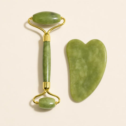 Rodillo de jade y piedra gua sha
